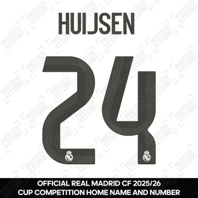 Huijsen 24 (Official Real Madrid CF 2025/26 Home Cup Competition Name and Numbering)