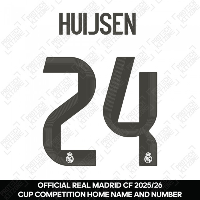 Huijsen 24 (Official Real Madrid CF 2025/26 Home Cup Competition Name and Numbering)