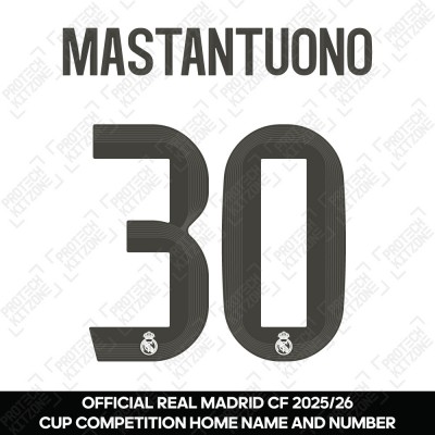 Mastantuono 30 (Official Real Madrid CF 2025/26 Home Cup Competition Name and Numbering)