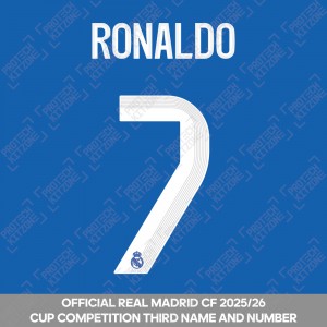 Ronaldo 7 (Official Real Madrid CF 2025/26 Third Cup Competition Name and Numbering)
