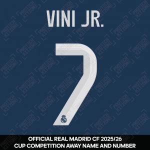 Vini Jr. 7 (Official Real Madrid CF 2025/26 Away Cup Competition Name and Numbering)