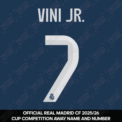 Vini Jr. 7 (Official Real Madrid CF 2025/26 Away Cup Competition Name and Numbering)