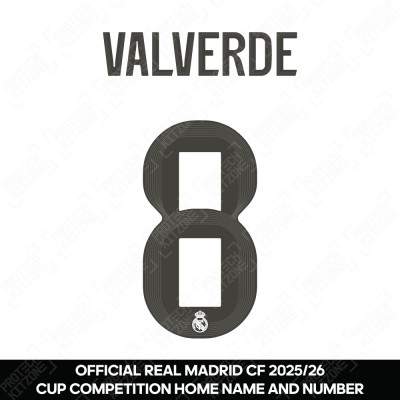 Valverde 8 (Official Real Madrid CF 2025/26 Home Cup Competition Name and Numbering)
