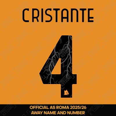Cristante 4 - (Official AS Roma FC 2025/26 Away Name and Numbering)
