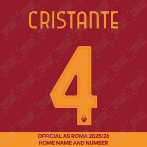 Cristante 4 - (Official AS Roma FC 2025/26 Home Name and Numbering)