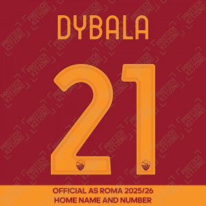 Dybala 21 - (Official AS Roma FC 2025/26 Home Name and Numbering)