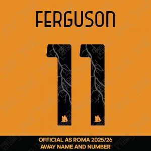 Ferguson 11 - (Official AS Roma FC 2025/26 Away Name and Numbering)