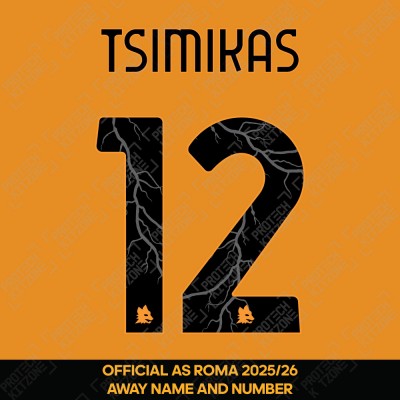 Tsimikas 12 - (Official AS Roma FC 2025/26 Away Name and Numbering)