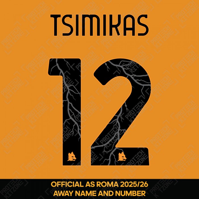 Tsimikas 12 - (Official AS Roma FC 2025/26 Away Name and Numbering)