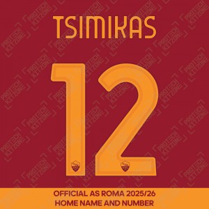 Tsimikas 12 - (Official AS Roma FC 2025/26 Home Name and Numbering)