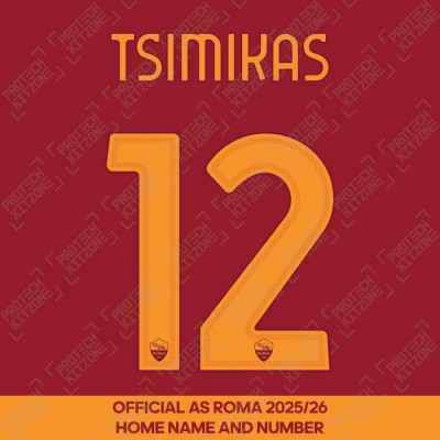Tsimikas 12 - (Official AS Roma FC 2025/26 Home Name and Numbering)
