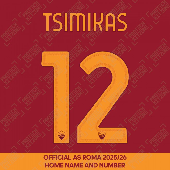Tsimikas 12 - (Official AS Roma FC 2025/26 Home Name and Numbering)