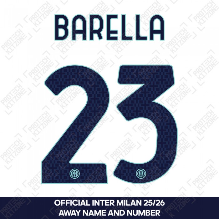 Barella 23 - Official Inter Milan 2025/26 Away Name and Numbering 