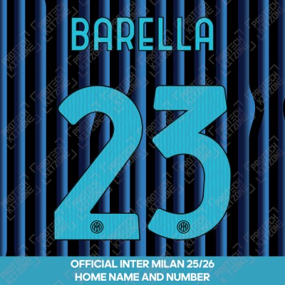 Barella 23 - Official Inter Milan 2025/26 Home Name and Numbering 