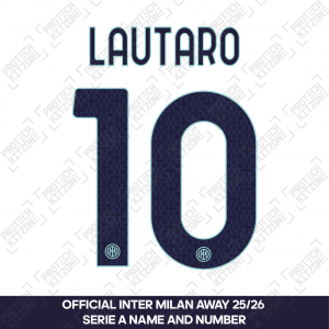 Lautaro 10 - Official Inter Milan 2025/26 Away Name and Numbering 
