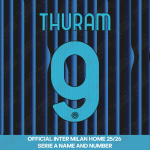 Thuram 9 - Official Inter Milan 2025/26 Home Name and Numbering 