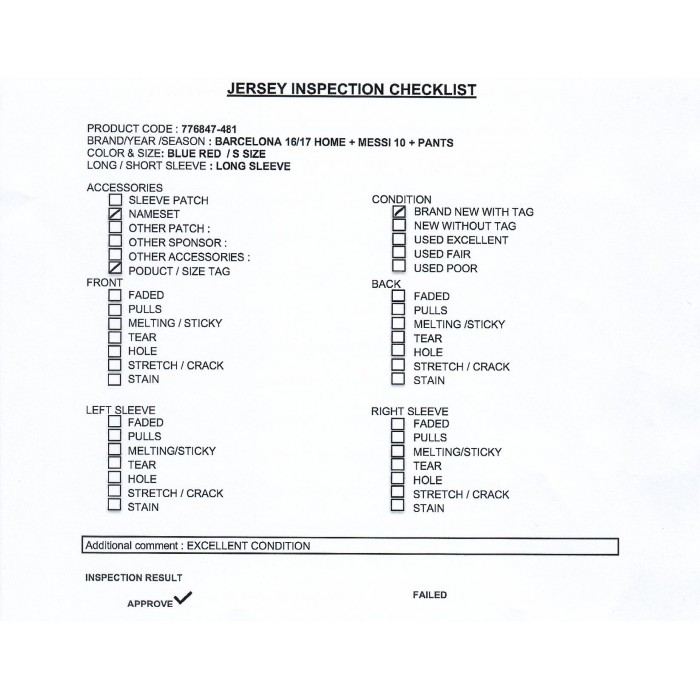 [PRE-OWNED / BNWT] BARCELONA 16/17 HOME WITH MESSI #10 AND SHORTS - S SIZE