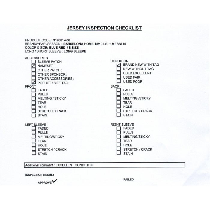 [PRE-OWNED / BNWT] BARCELONA HOME LONG SLEEVE 18/19 WITH MESSI 10 - S SIZE 