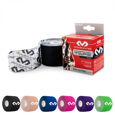 MCDAVID 6202 Kinesiology Tape (20) Pre-Cut Strips, 10” w/ Logo / Single Roll Box